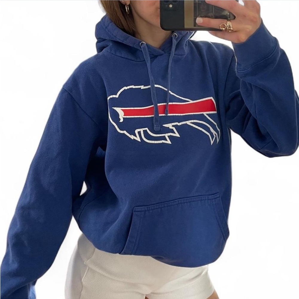 Fanatics Royal Blue Buffalo Bills Pullover Hoodie with Red & White Logo - Picture 3 of 5
